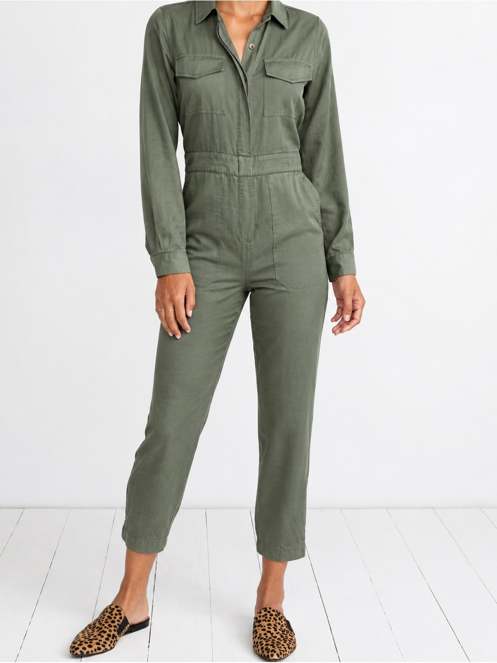 Marine Layer Green Frida 100% Lyocell Utility Jumpsuit